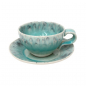 Preview: Cresta Crackele-Keramik - Tasse mit Untertasse